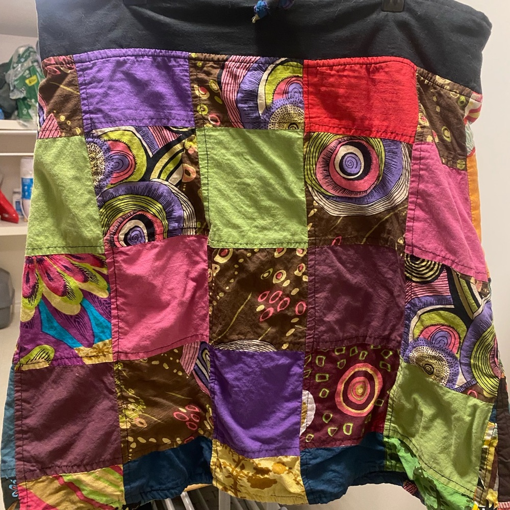 Bohemian Patchwork Mini Skirt in Multicolor - Picture 1 of 4